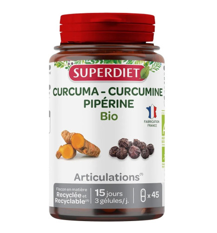 SUPER DIET – Curcuma Curcumine Pipérine, 45 gélules