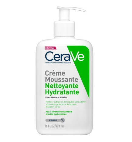 Cerave – crème moussante nettoyante hydratante visage, 473 ml