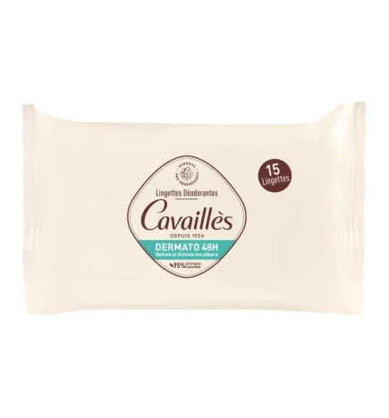 Cavaillès – Dermato, lingettes déodorantes 48 h, ×15