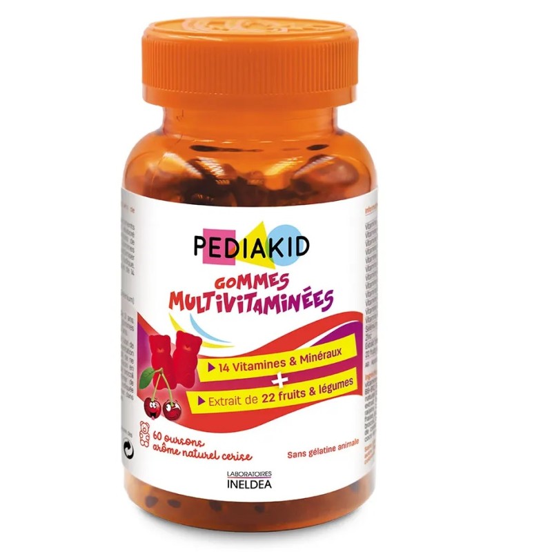 Pediakid – Gommes multivitaminées 14 vitamines et minéraux, 60 gommes