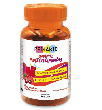 Pediakid – Gommes multivitaminées 14 vitamines et minéraux, 60 gommes