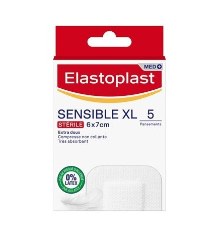Elastoplast – MED+ Sensible XL 6x7 cm, x5 pansements