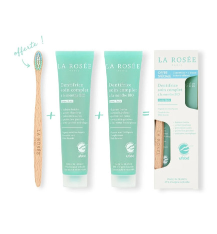 La Rosée – Duo de Dentifrices 2x75 ml et Brosse à Dents