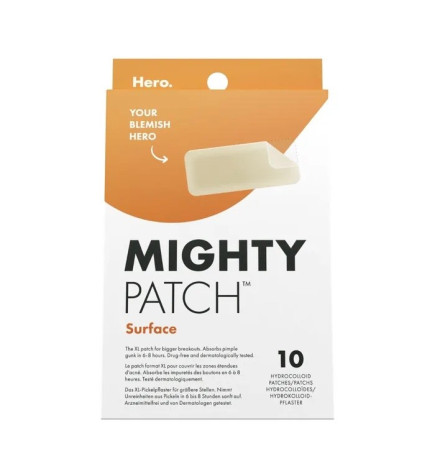 Hero – Mighty Patch Surface XL – Patchs hydrocolloïdes anti-acné visage et corps