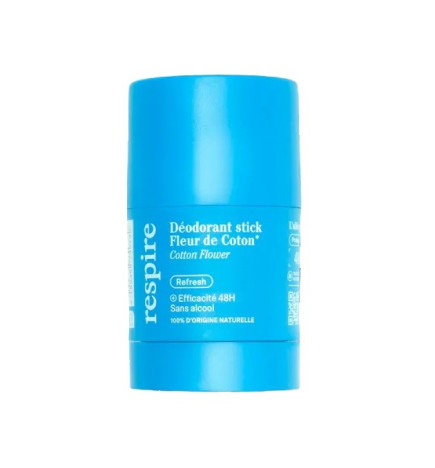 Respire – Déodorant Solide Efficacité 48h Fleur de Coton Stick, 50 g
