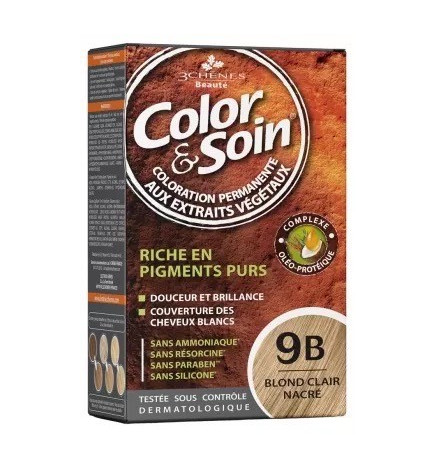 Color & Soin – Coloration Permanente Blond Clair Nacré 9B