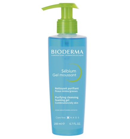 Bioderma – Sébium gel moussant purifiant doux peaux mixtes à grasses, 200 ml