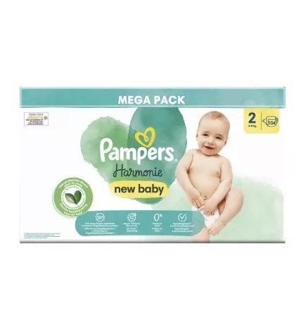 Pampers – New Baby Harmonie 104 Couches Taille 2 (4-8 kg)
