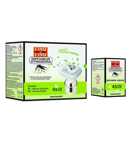 Cinq sur Cinq – Citriodora diffuseur anti-moustiques, 45 cycles de 8h