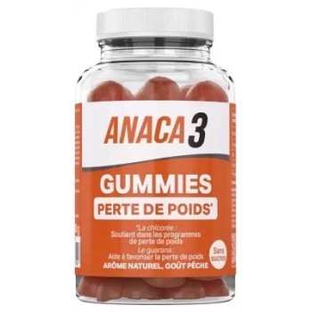 Anaca3 – Perte de Poids gummies goût pêche, 60 gummies