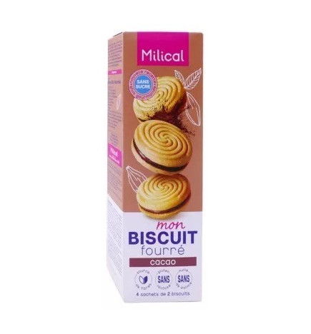 Milical – Mon Biscuit Fourré Cacao, 4 sachets de 2 biscuits