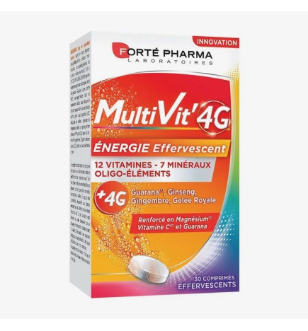 Forté Pharma – Forténuit MultiVit’4G Énergie, 30 comprimés effervescents