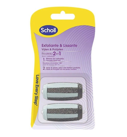 Scholl – Rouleaux 2-en-1 de Remplacement pour Exfoliation et Lissage, 2 Unités