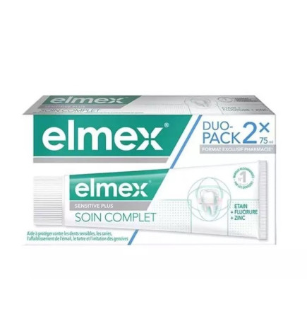 Elmex – Sensitive Plus dentifrice soin complet, 2 x 75 ml