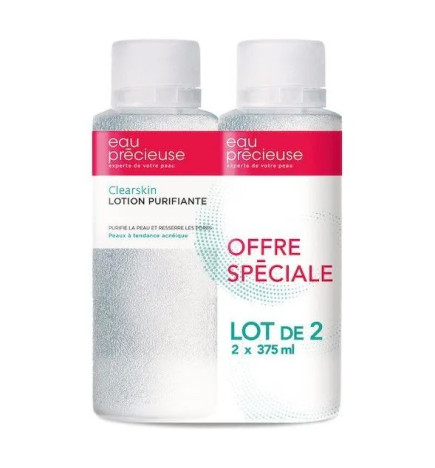 Eau Précieuse – Clearskin Lotion Purifiante Peaux à Tendance Acnéique, 2 x 375 ml