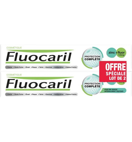 Fluocaril – Dentifrice Complet Zinc + Fluor 145 mg, 2 x 75 ml