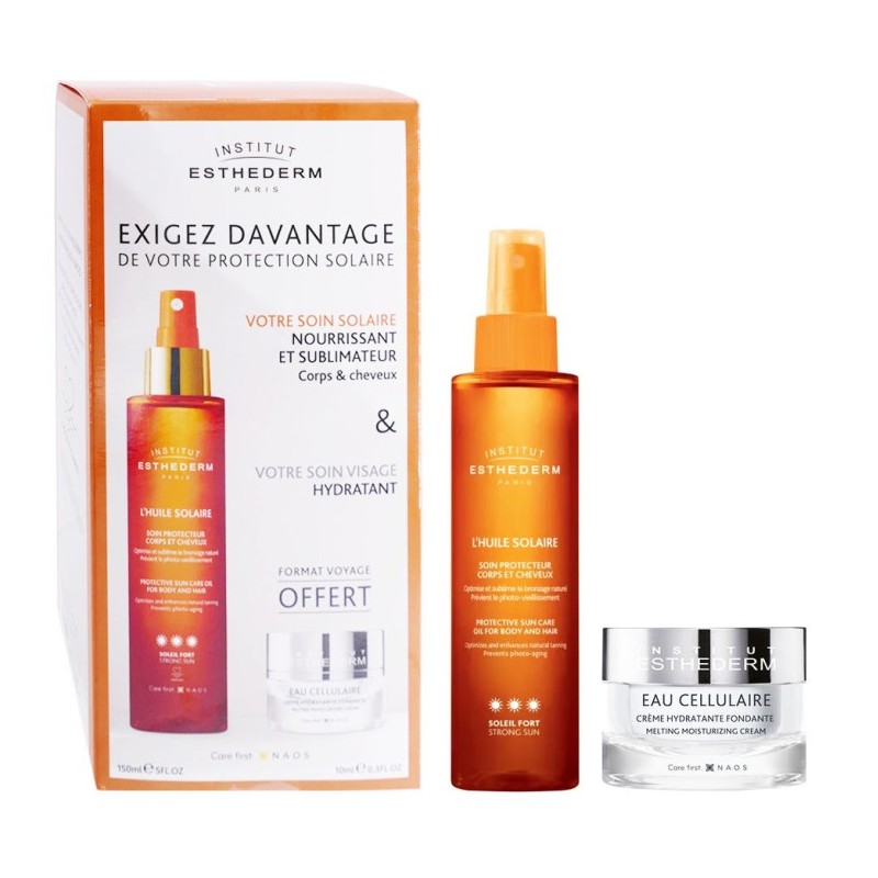 Esthederm – Coffret Huile Solaire + Crème Hydratante Eau Cellulaire, coffret