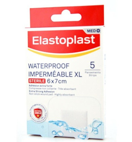 Eucerin – Elastoplast 5 Pansements Waterproof Imperméables Stériles XL 6×7 cm