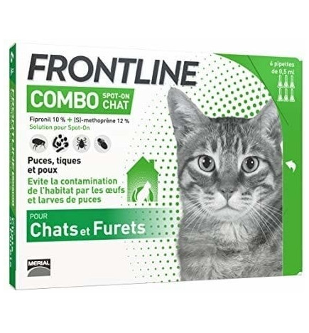 Frontline – Combo Spot-On Anti-Puces et Tiques Chat, 6 pipettes