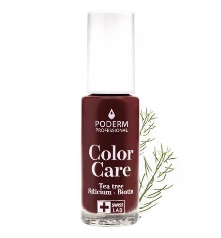 Poderm – Color Care vernis à ongles soin Tea Tree rouge noir, 8 ml