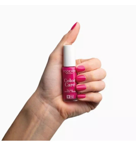 Poderm – Color Care vernis à ongles soin Tea Tree framboise, 8 ml