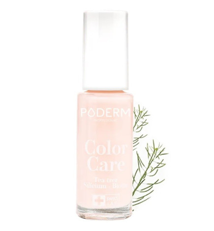 Poderm – Color Care vernis à ongles soin Tea Tree rose poudrée, 8 ml