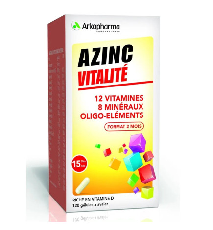 Azinc – Vitalité vitamines c & e, zinc adulte, 2 x 120 gélules