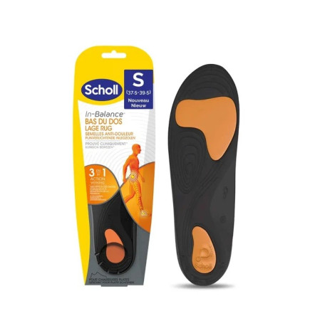 Scholl – In-Balance Semelles Anti-Douleur Bas du Dos - Taille S - 37 à 39,5 x1 Paire