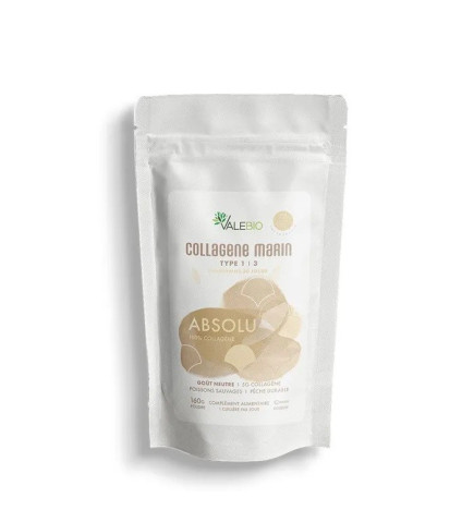 Valebio – Collagène Absolu 100 % Poudre de Collagène Marin Type 1-3 Goût Neutre, 160 g