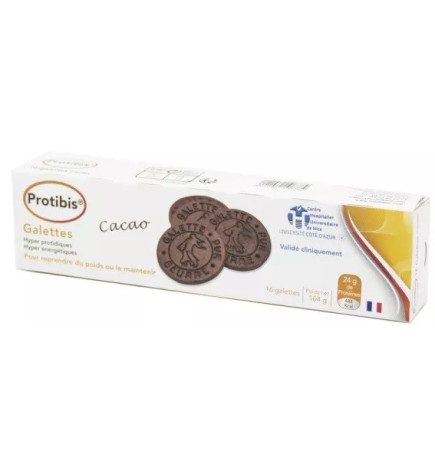 Protibis – Galettes cacao HP/HC Nutrisens, boîte de 16 galettes