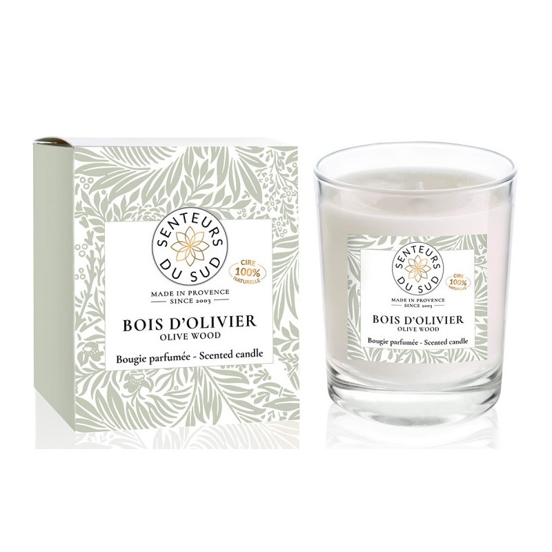 Senteur du Sud – Grande Bougie Parfumée Bois d’Olivier, 140 g
