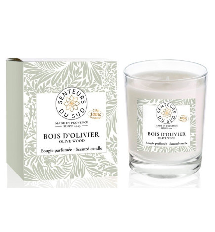 Senteur du Sud – Grande Bougie Parfumée Bois d’Olivier, 140 g