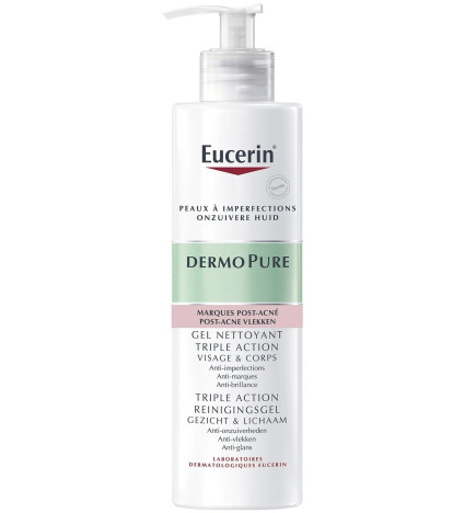 Eucerin – Gel Nettoyant DermoPure Marques Post-Acné Triple Action