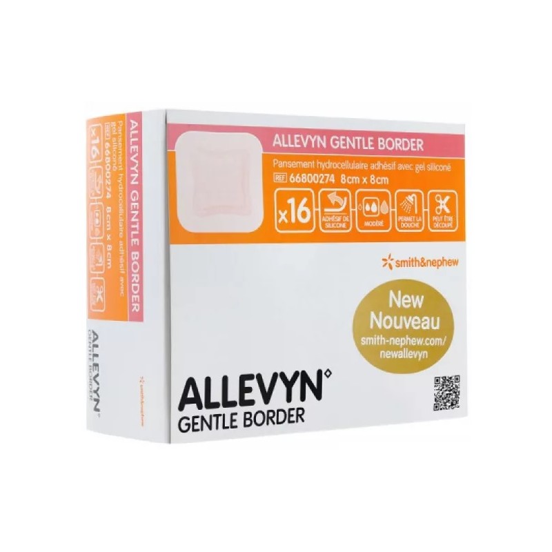 Allevyn Gentle Border Pansements 8x8cm x16