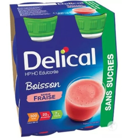 Delical – Boisson HPHC Sans Sucres Fraise 4x200ml