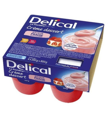 Delical – Crème Dessert HP/HC Saveur Fraise - 4 X200g