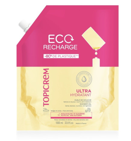 Topicrem - Ultra-Hydratant Huile de Douche Éco-Recharge, 1000 ml