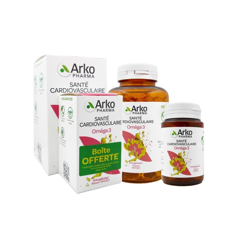 Arkogégules – Santé cardiovasculaire oméga 3, 180 + 60 gélules offertes