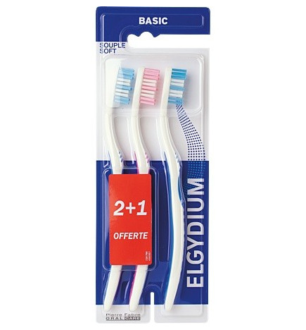 Elgydium – lot de 3 brosses à dents, souples