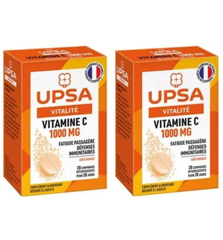 UPSA – Vitamine C 1000 mg Adultes, 2x20 Comprimés Effervescents