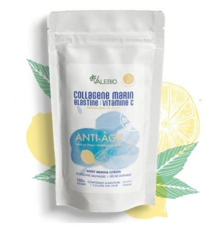 Valebio – Collagène Marin Anti-Âge Goût Menthe Citron, 150 g