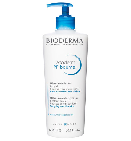 Bioderma – Atoderm PP Baume, visage et corps relipidant peaux sèches/irritées/atopiques, 500 ml