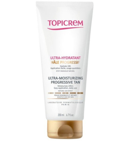 Topicrem – Lait Hâle Progressif Visage et Corps Ultra-Hydratant Peaux Sensibles et Sèches 200 ml