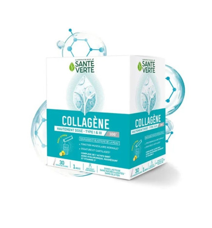 Santé Verte – Collagène Goût Citron, 30 sticks