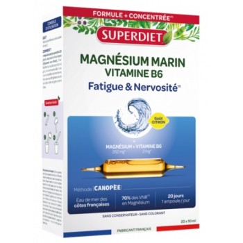 Superdiet – Magnésium Marin & Vitamine B6 Goût Citron, ampoules buvables
