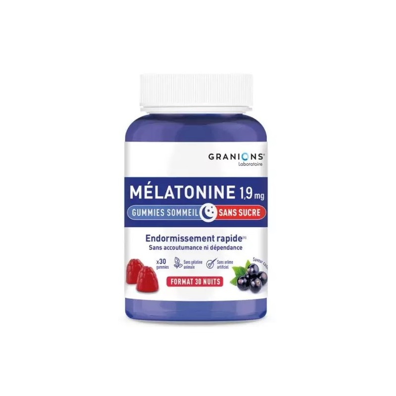 Granions – Mélatonine 1,9 mg gummies cassis, 60 unités