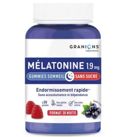 Granions – Mélatonine 1,9 mg gummies cassis, 60 unités