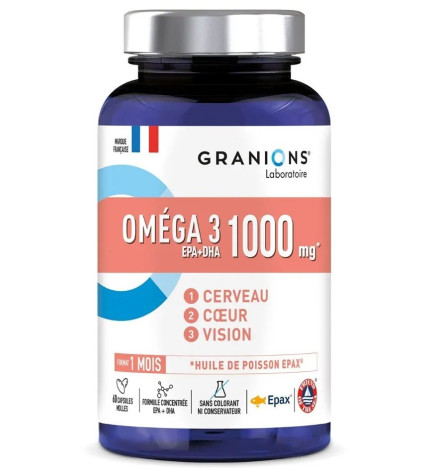 Granions – Oméga 3 Cerveau Cœur et Vision 60 capsules 1000mg