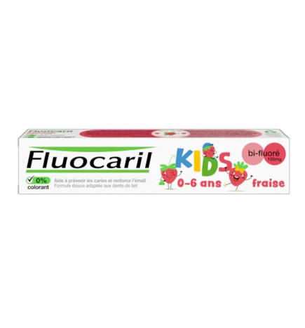 Fluocaril – Dentifrice Kids Bi-Fluoré Fraise 0-6 ans, 75 ml