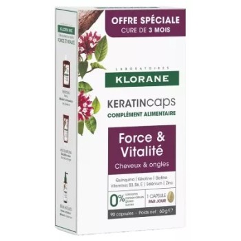 Klorane – KeratinCaps Complément Alimentaire Cheveux, lot de 3 x 30 capsules